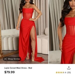 | Red Dress Strapless Gown